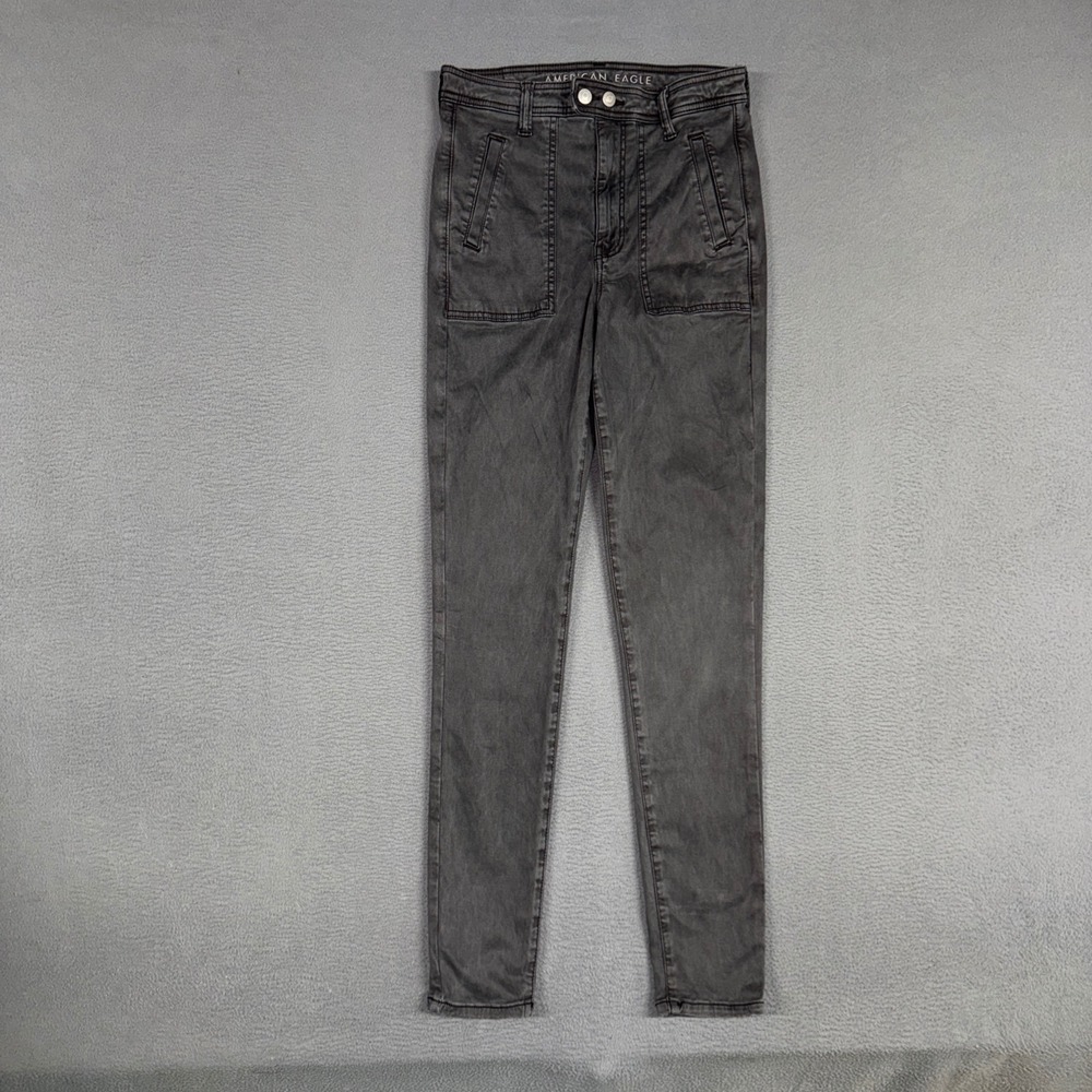 American Eagle Jeans Womens 8 Long Gray Highest Rise Jegging Utility Pocket